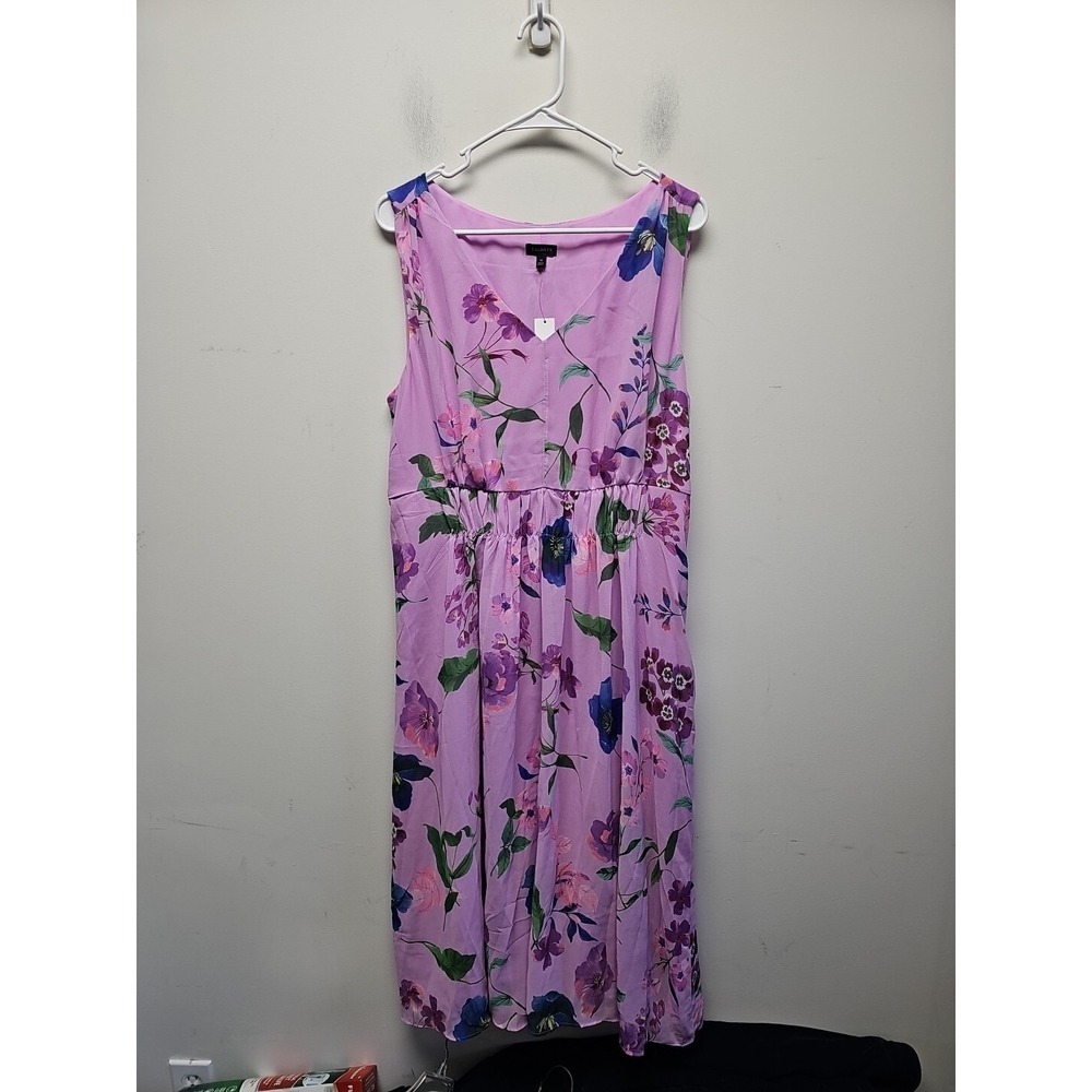Talbots Tropical Floral Sleeveles Dress Womens Size 14 Fit Flare Lined New